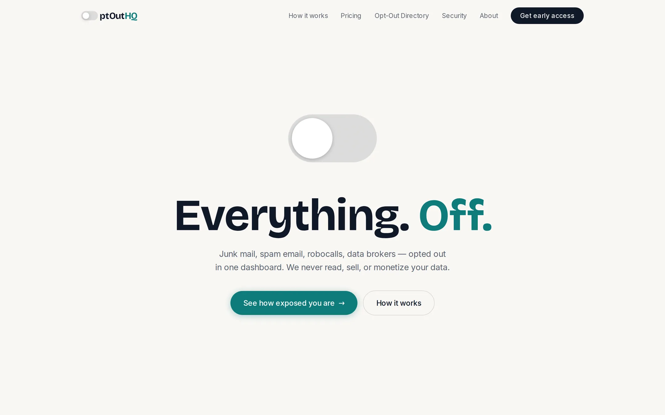 OptOutHQ — the finished homepage