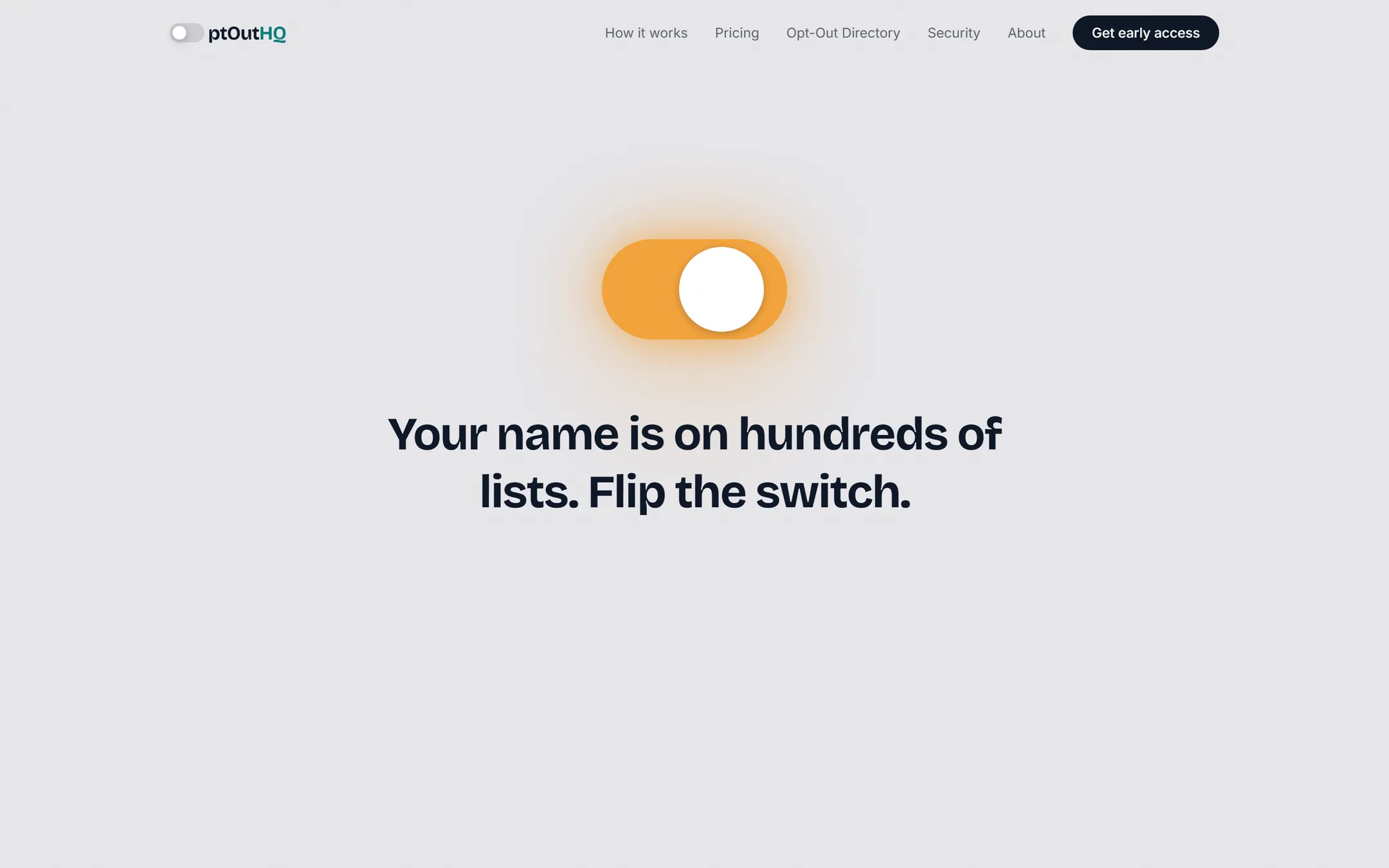 OptOutHQ — the homepage hero we designed and built